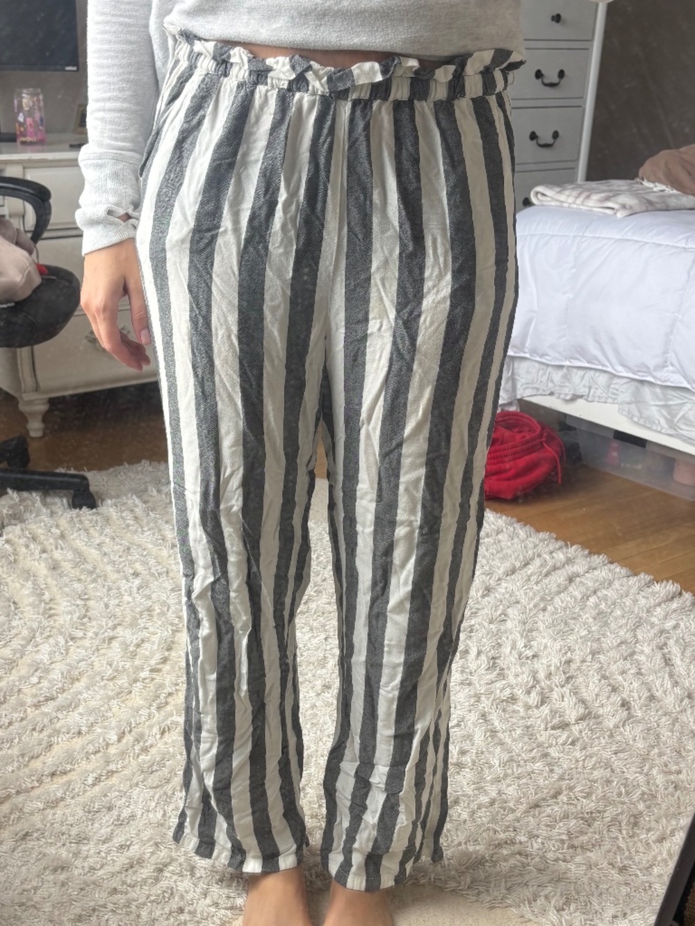 Gray and white urban outfitters striped pants